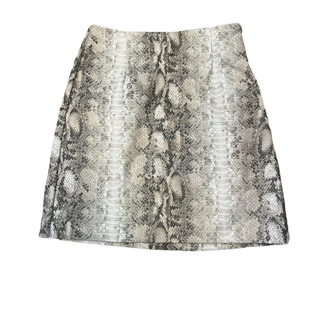 DYNAMITE Cream & Grey Snakeskin High Waist Mini Skirt XS